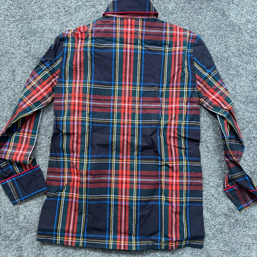 J. Crew XXS Tartan Plaid Cotton Sleep Pajama Shirt Button Front Red K2378 NEW